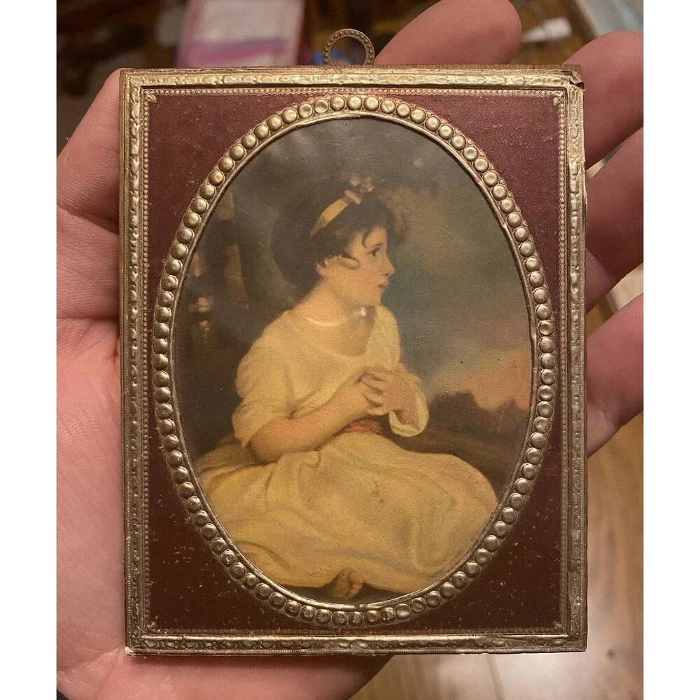 Vintage Portrait Art, Young Girl Wall Plaque Wood Wall Hanging